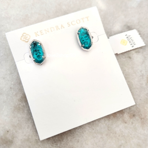 Kendra Scott London Blue Ellie silver stud earrings NWT - Picture 1 of 4